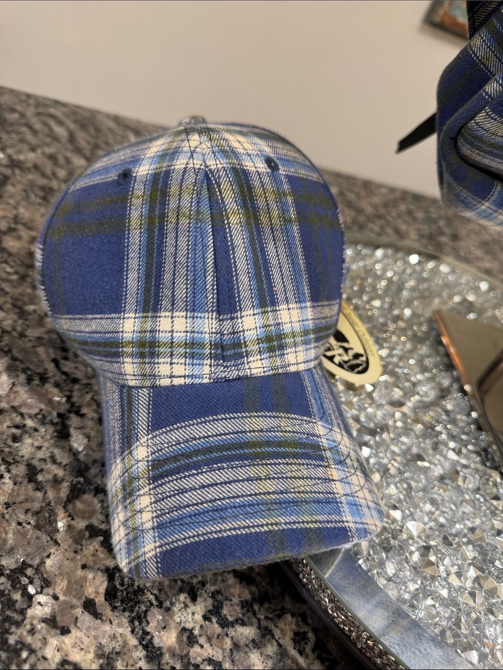 Backpacker Blue Plaid full size Backpack with Matching Cap NWT - Picture 3 of 15